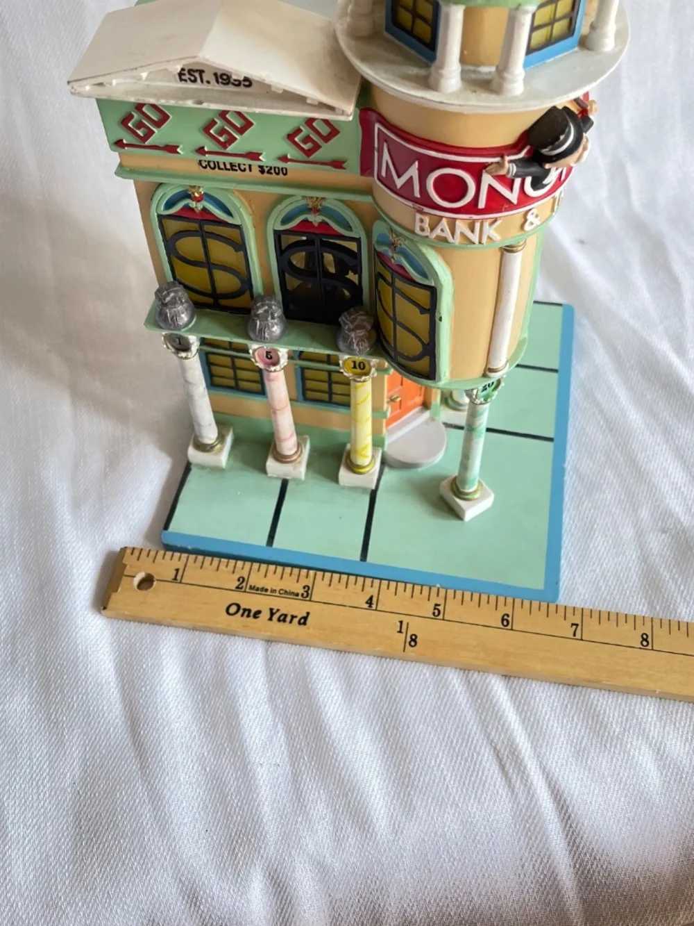 Monopoly Bank & Trust Decorative Building Figurine - Pastel Yellow, Mint, Coral - Picture 13 of 16